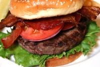 Hamburger with tomato and lettuce