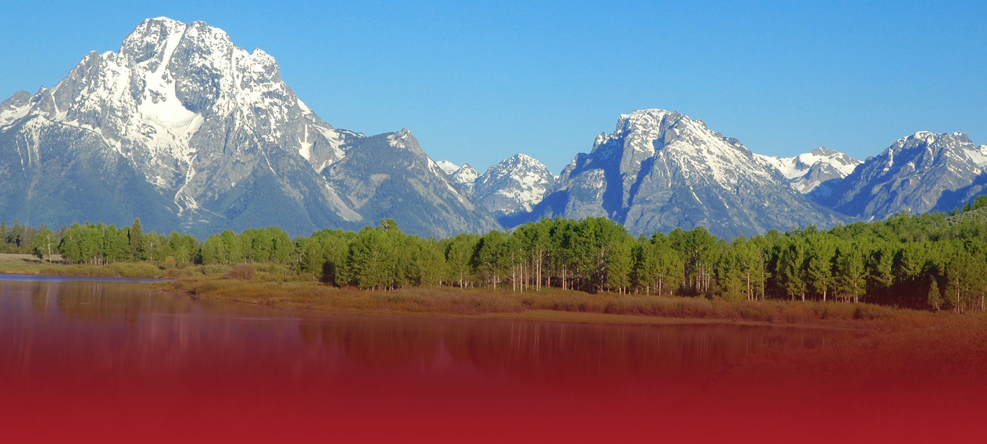 Mountain range with red overlay